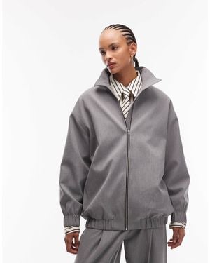 ASOS Funnel Neck Longline Bomber Jacket - Gray