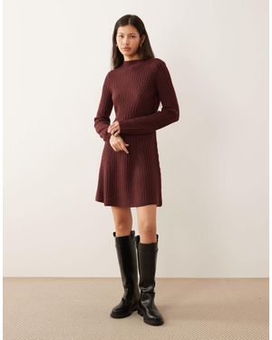 Y.A.S Robe courte en maille côtelée - bordeaux - Neutre