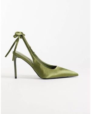 SIMMI Simmi London Sibelle Wide Fit Slingback Heeled Shoes With Bow Detail - Green