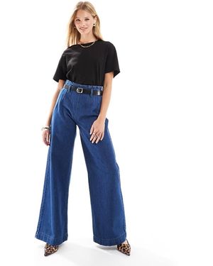 ASOS Jeans Con Fondo Ampio Color Indaco Con Cintura - Blu
