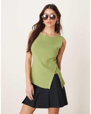 Abercrombie & Fitch Top Senza Maniche Asimmetrico Oliva - Verde