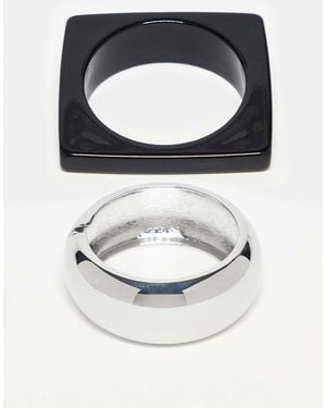 ASOS Pack Of 2 Resin Bangles With Squared Off Design - Grey