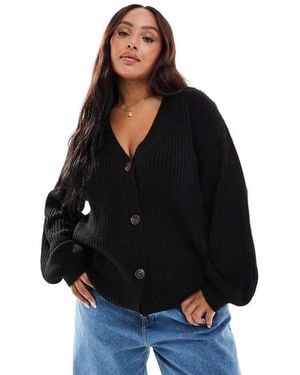 Vero Moda Cardigan A Coste Spesse Con Bottoni - Nero