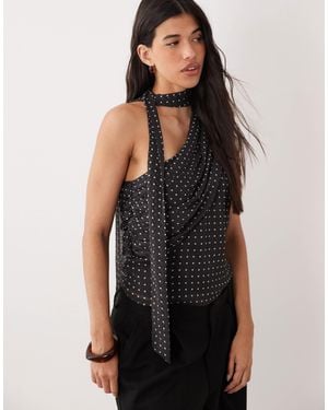 Y.A.S One Shoulder Ruched Scarf Top - Black