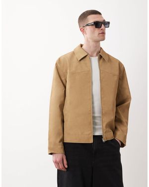 ASOS Faux Suede Harrington Jacket - Natural