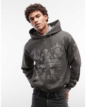 X-Large Meditation Zip Up Hoodie - Grey