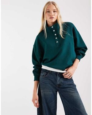 ASOS Sudadera Interlock Henley En Caqui-Verde