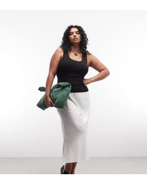 ASOS Asos Design Curve Satin Bias Midi Skirt - White
