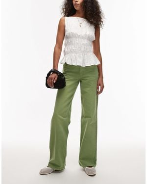 TOPSHOP Ember Low Rise Wide Leg Jean - Green