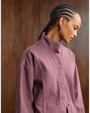 ASOS Denim Funnel Neck Oversized Jacket - Purple