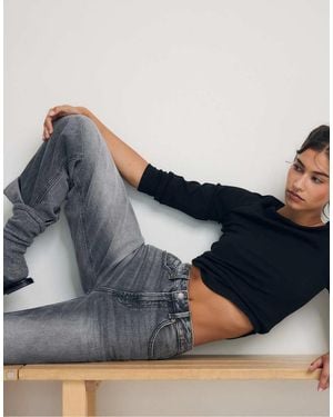 Stradivarius D92 Jeans Dritti A Gamba Larga - Blu