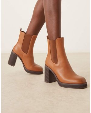 ASOS Evelyn Platform Heeled Ankle Boots - Brown
