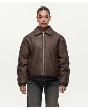 Good For Nothing Vintage Pu Coach Jacket - Brown