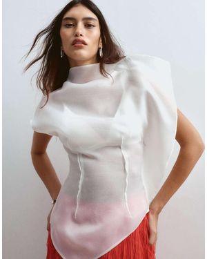 ARRANGE Asymmetrische Organzatop Met Coupenaaddetail - Wit