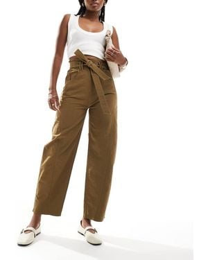 & Other Stories Paperbag Waist Curved Leg Trousers - Natural