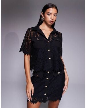 Forever New Lace Shirt Co-ord - Black