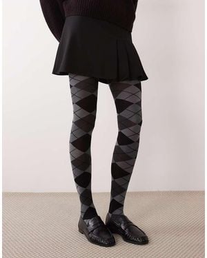 ASOS Argyle Pattern Tights - Black