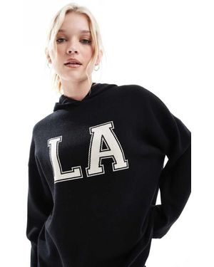 South Beach La Knit Rib Hem Hoodie - Black
