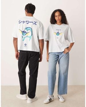 ASOS Camiseta De Corte Cuadrado Extragrande Con Estampado De Vaporeon De "Pokémon" De - Blanco