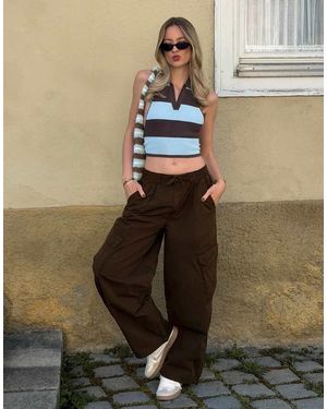 Bershka Polo Collar Top With Knot Back - Green
