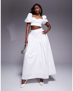 ASOS Co-Ord Cotton Sateen Exaggerated Maxi Skirt With Bow Back - Grey