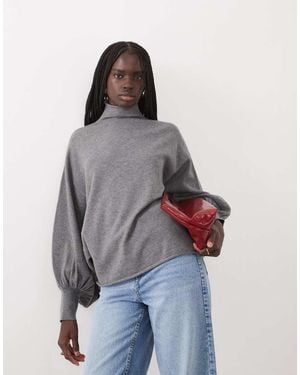 ASOS Batwing Roll Neck Jumper - Grey