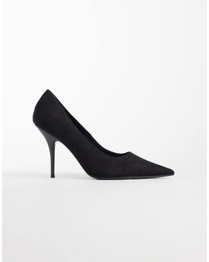 ASOS Zapatos De Salón Negros De Tacón De Aguja Alto Con Puntera Fina De Antelina Perth De - Azul