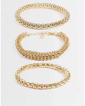 ASOS Asos Design Curve Multi-pack Of Bracelets With Mixed Chains - White