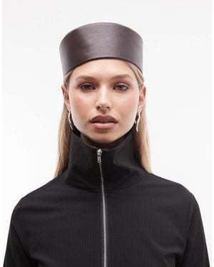 ASOS – pillbox-hut aus leder - Grau