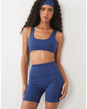 4505 Reggiseno Sportivo A Sostegno Medio Con Scollo Rotondo E Dorso A Vogatore - Blu
