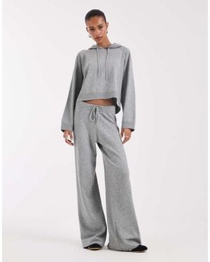 ONLY Conjunto De Pantalones De Punto De Pernera Ancha En Medio - Gris