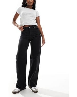 Monki Yoko High Waist Wide Leg Jeans - Black