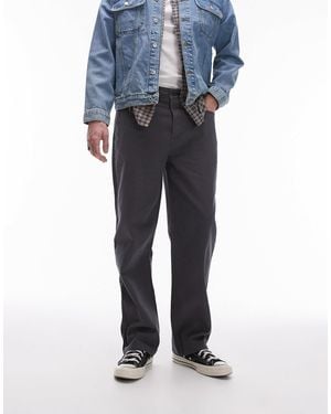 TOPMAN Straight Canvas Trousers - Blue