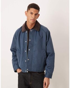 Abercrombie & Fitch Cropped Waxed Barn Jacket - Blue