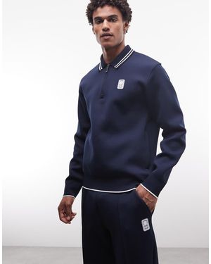 Lacoste Tennis Performance 1/4 Zip Logo Sweatshirt - Blue