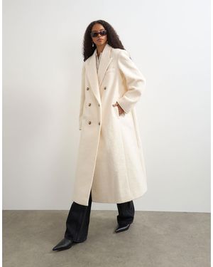 TOPSHOP Wool Look Longline Formal Coat - Natural