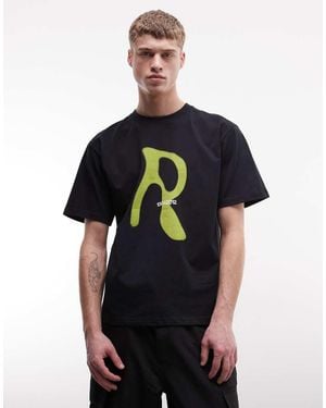 Rains 41480 Relaxed Fit Blurred Logo T-shirt - Black