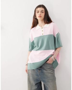 Collusion – rugby-poloshirt aus strick mit streifen - Grau