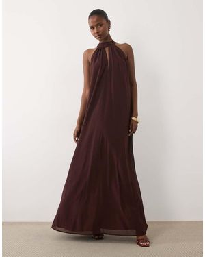 LACE & BEADS Sleeveless Choker Detail Trapeze Maxi Dress - Brown