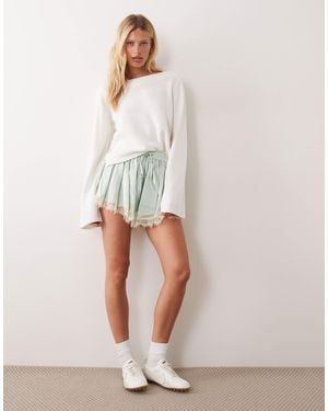 Mango Teen Tie Side Sweater - White