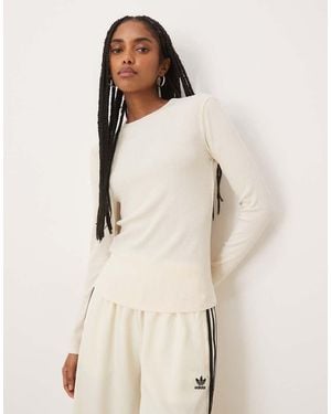 Mango Ribbed Long Sleeve T-Shirt - Natural