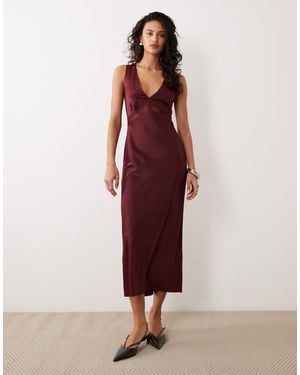 Motel Zarita Midaxi Satin Dress - Red
