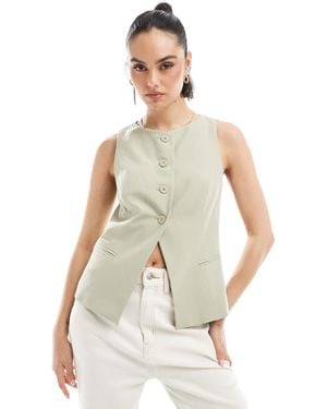 Stradivarius High Neck Waistcoat - White