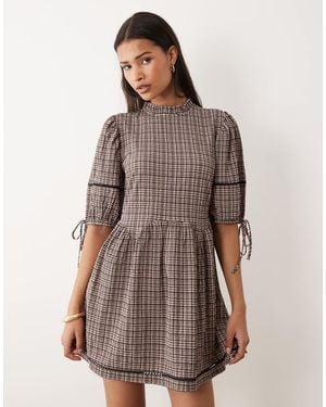 Wednesday's Girl Mini Textured Smock Dress - Brown