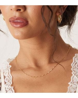 Orelia Fine Wave Chain Necklace - Brown