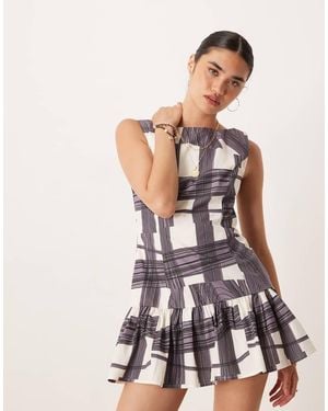 Vrg Grl Zak Sketch Print Mini Shift Dress - White