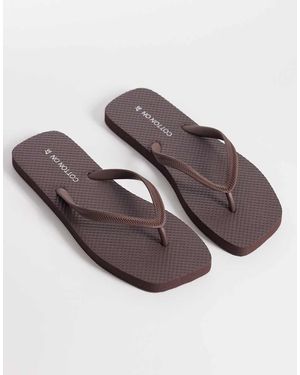 Cotton On Square Toe Flip Flops - Brown