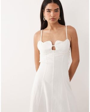 ASOS Denim Midi Dress With Heart Bust Detail - White