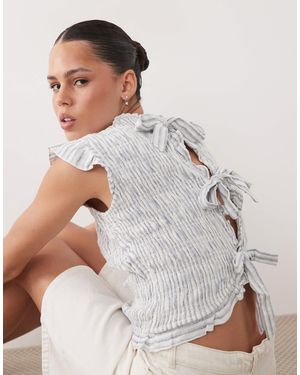 Abercrombie & Fitch – gesmoktes leinenmix-oberteil - Grau