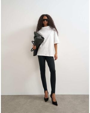 TOPSHOP High Neck Short Sleeve Boxy Top - White